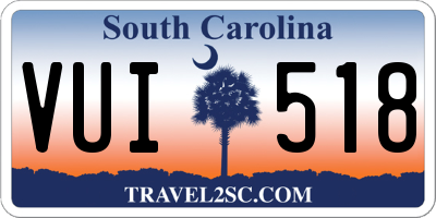 SC license plate VUI518