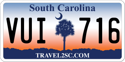 SC license plate VUI716