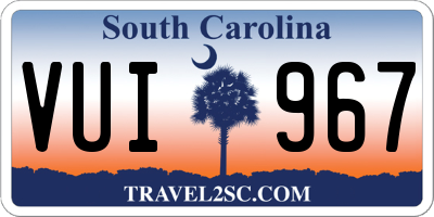 SC license plate VUI967