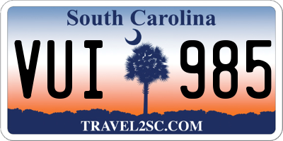 SC license plate VUI985