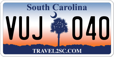 SC license plate VUJ040