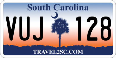 SC license plate VUJ128