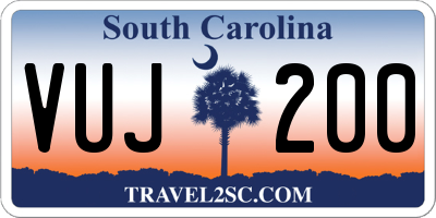 SC license plate VUJ200