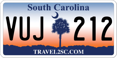 SC license plate VUJ212