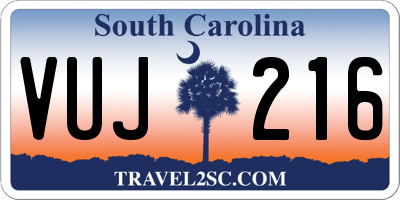 SC license plate VUJ216
