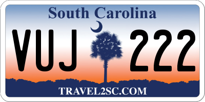 SC license plate VUJ222