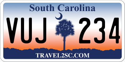 SC license plate VUJ234