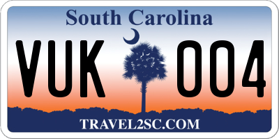 SC license plate VUK004