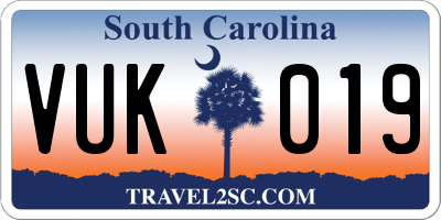 SC license plate VUK019