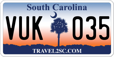 SC license plate VUK035