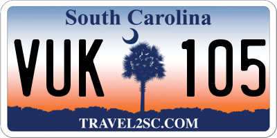 SC license plate VUK105