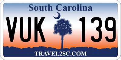 SC license plate VUK139