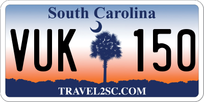SC license plate VUK150