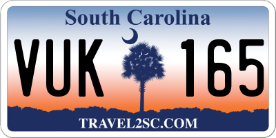 SC license plate VUK165