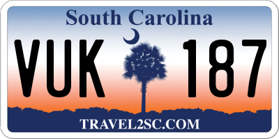 SC license plate VUK187