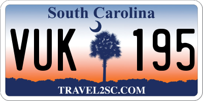 SC license plate VUK195