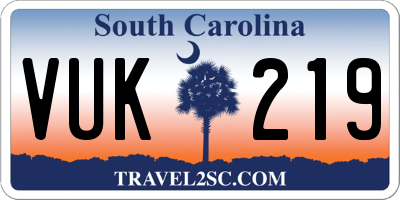SC license plate VUK219