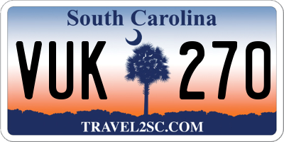 SC license plate VUK270