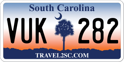 SC license plate VUK282