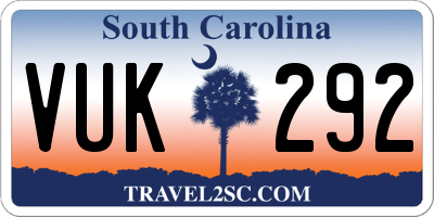 SC license plate VUK292