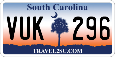 SC license plate VUK296
