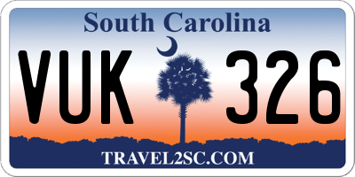 SC license plate VUK326