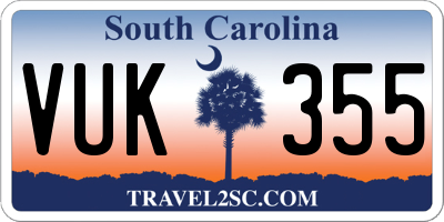 SC license plate VUK355