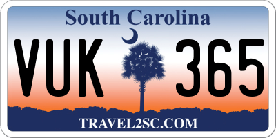 SC license plate VUK365