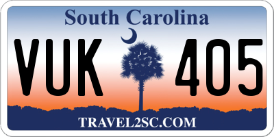 SC license plate VUK405