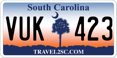 SC license plate VUK423