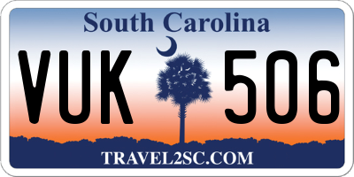 SC license plate VUK506