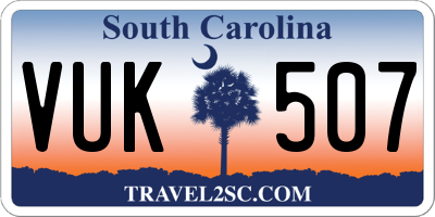 SC license plate VUK507