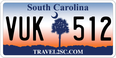 SC license plate VUK512