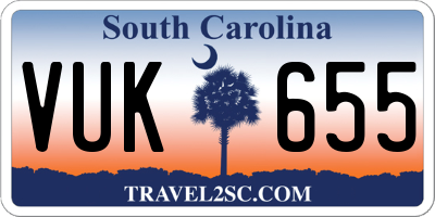 SC license plate VUK655