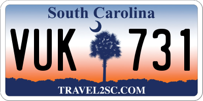 SC license plate VUK731