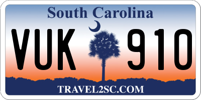 SC license plate VUK910
