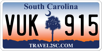 SC license plate VUK915