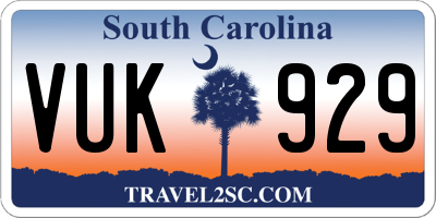 SC license plate VUK929