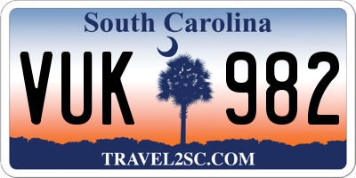 SC license plate VUK982