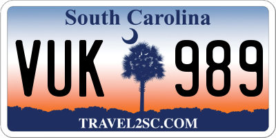 SC license plate VUK989