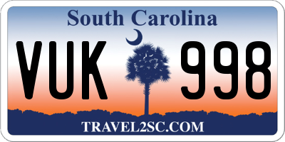 SC license plate VUK998