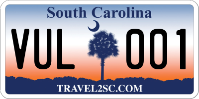 SC license plate VUL001