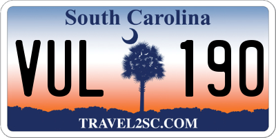 SC license plate VUL190