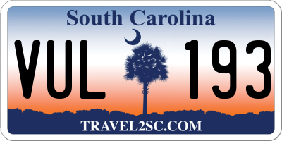 SC license plate VUL193