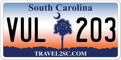 SC license plate VUL203