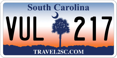 SC license plate VUL217