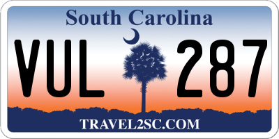 SC license plate VUL287