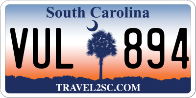 SC license plate VUL894