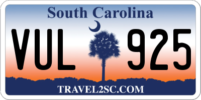 SC license plate VUL925