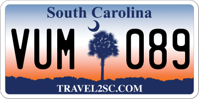 SC license plate VUM089